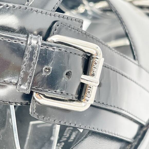 Louis Vuitton Black Leather Samourai Platform Chain Link Chunky Sandal EU 37 - Picture 11 of 15